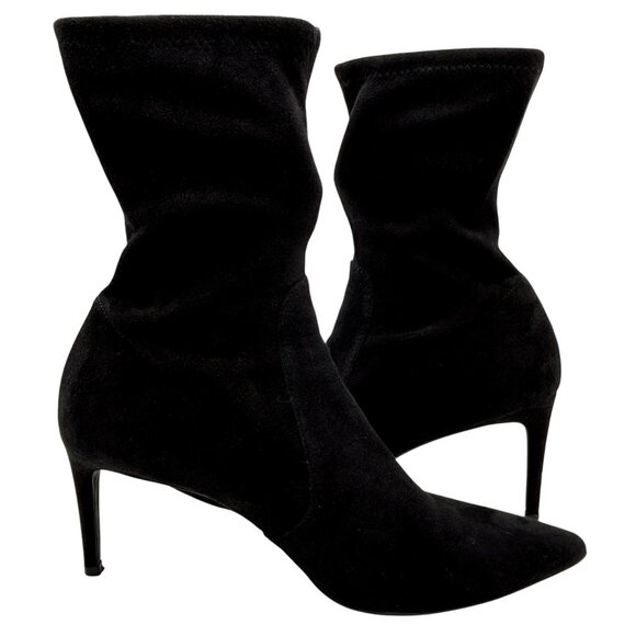 Stuart Weitzman Black Suede Heel Sock Luxury Boot Women Size 10 - Picture 4 of 16